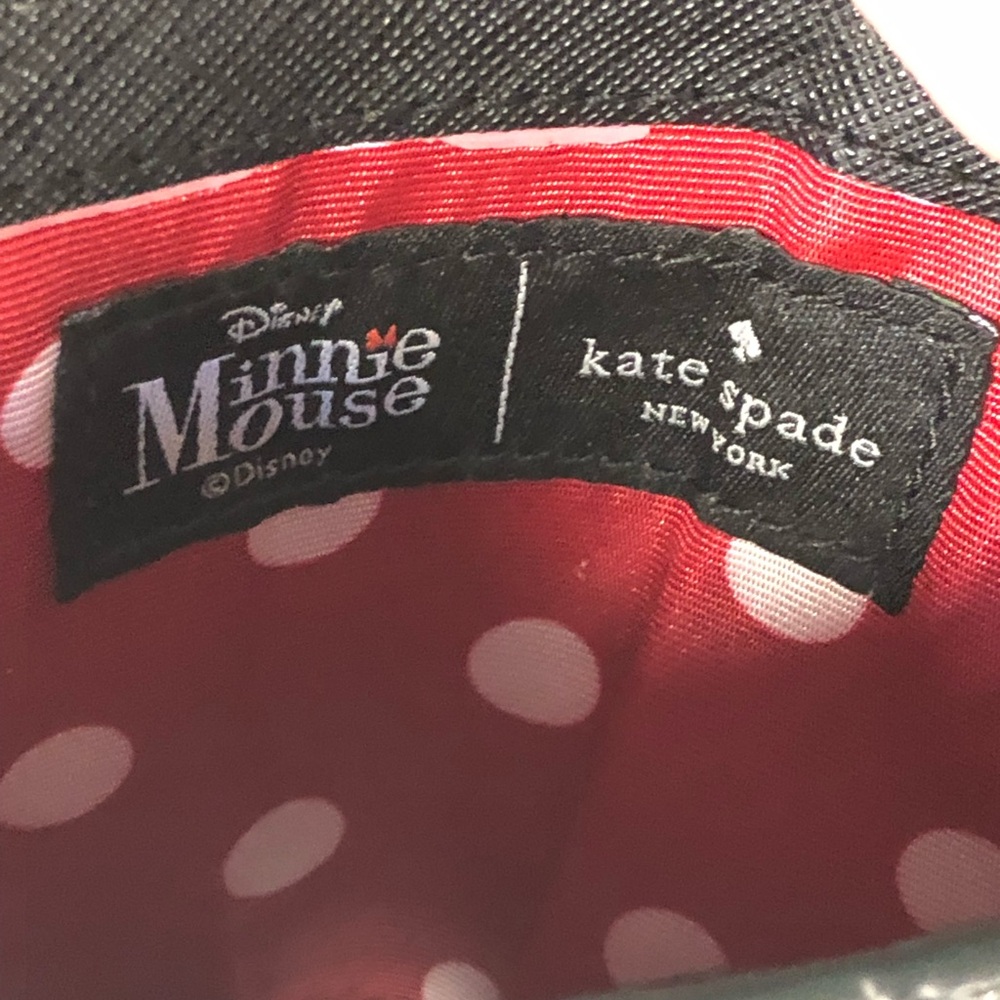 Kate Spade Disney Minnie Mouse Bow Adalyn Leather Bifold Compact Wallet Black - Picture 11 of 16